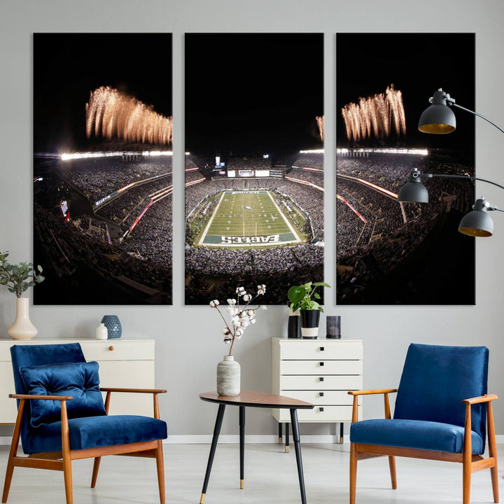 Philadelphia Eagles Lincoln Financial Field Stadium Wall Art Ready to Hang Canvas Football Stadium Print NFL Poster Dorm & Man Cave Wall Art