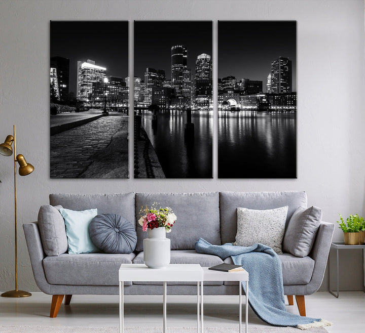 Piece Boston Canvas Wall Art Framed Skyline Cityscape Print