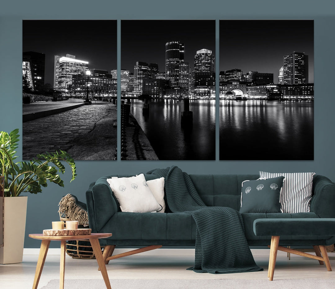 Piece Boston Canvas Wall Art Framed Skyline Cityscape Print