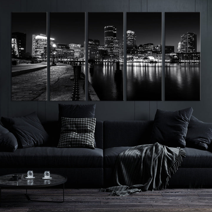 Piece Boston Canvas Wall Art Framed Skyline Cityscape Print