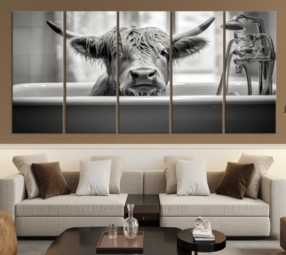 Piece Cow Canvas Print Highland Cow Animal Wall Art for Living Room, Cabin Wall Decor