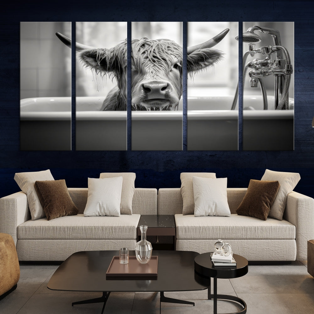 Piece Cow Canvas Print Highland Cow Animal Wall Art for Living Room, Cabin Wall Decor