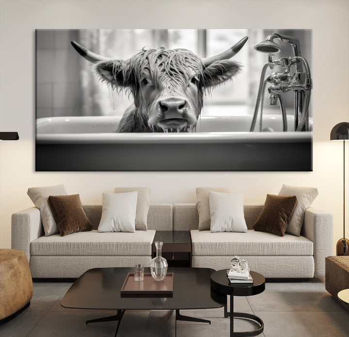 Piece Cow Canvas Print Highland Cow Animal Wall Art for Living Room, Cabin Wall Decor