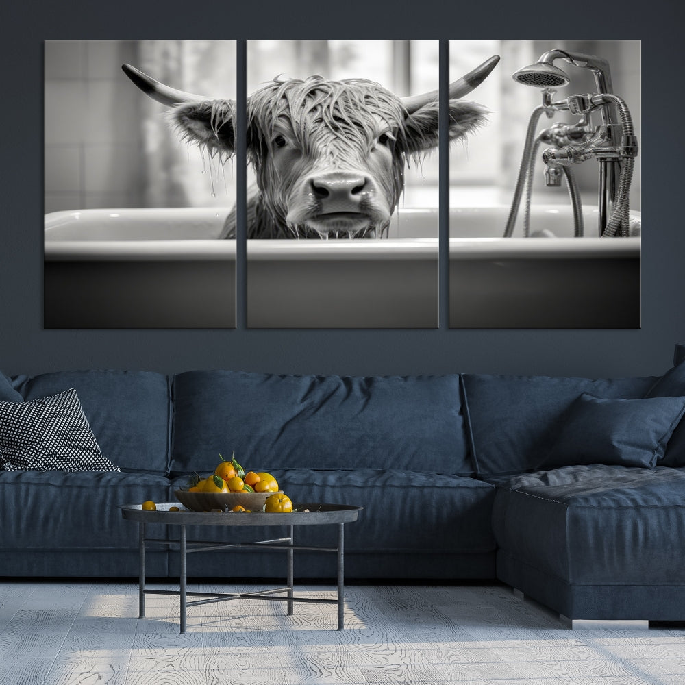 Piece Cow Canvas Print Highland Cow Animal Wall Art for Living Room, Cabin Wall Decor