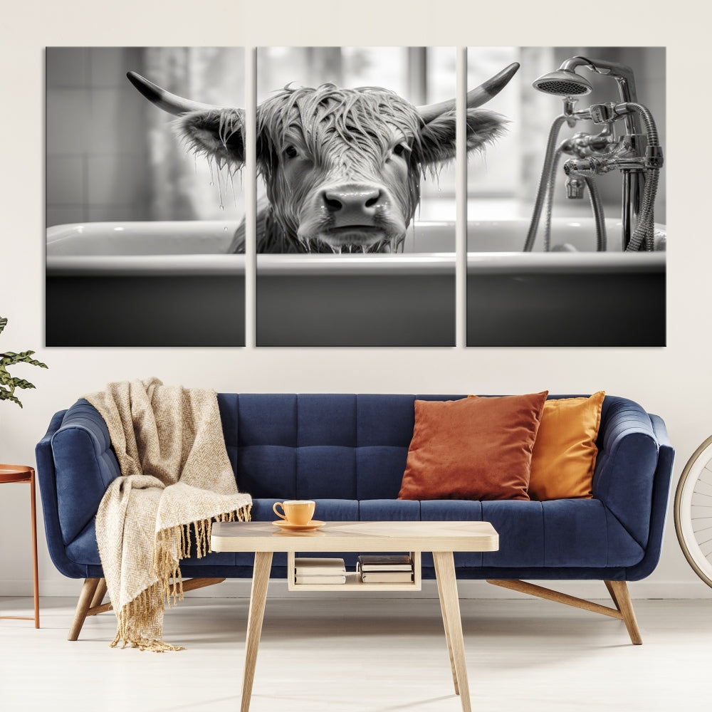 Piece Cow Canvas Print Highland Cow Animal Wall Art for Living Room, Cabin Wall Decor