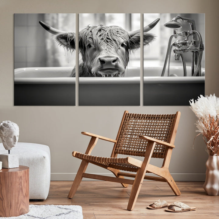 Piece Cow Canvas Print Highland Cow Animal Wall Art for Living Room, Cabin Wall Decor