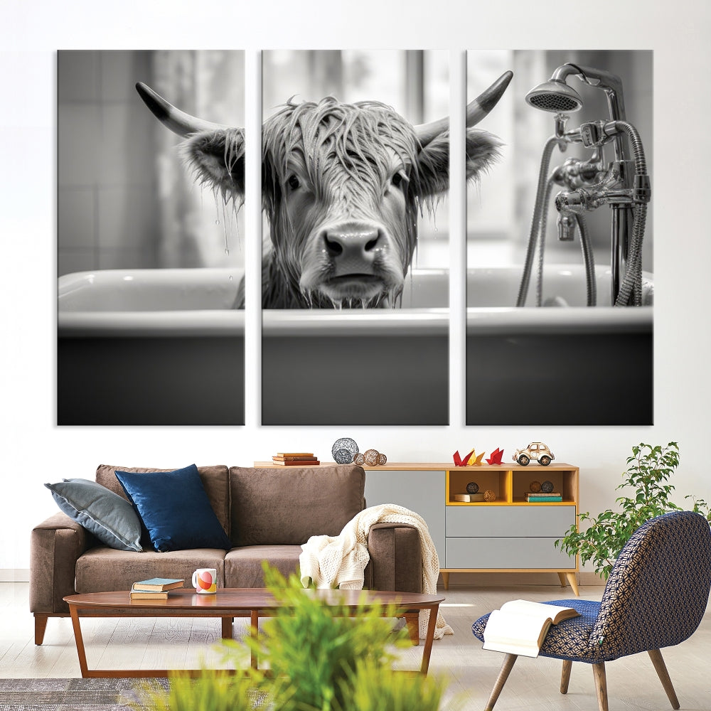 Piece Cow Canvas Print Highland Cow Animal Wall Art for Living Room, Cabin Wall Decor