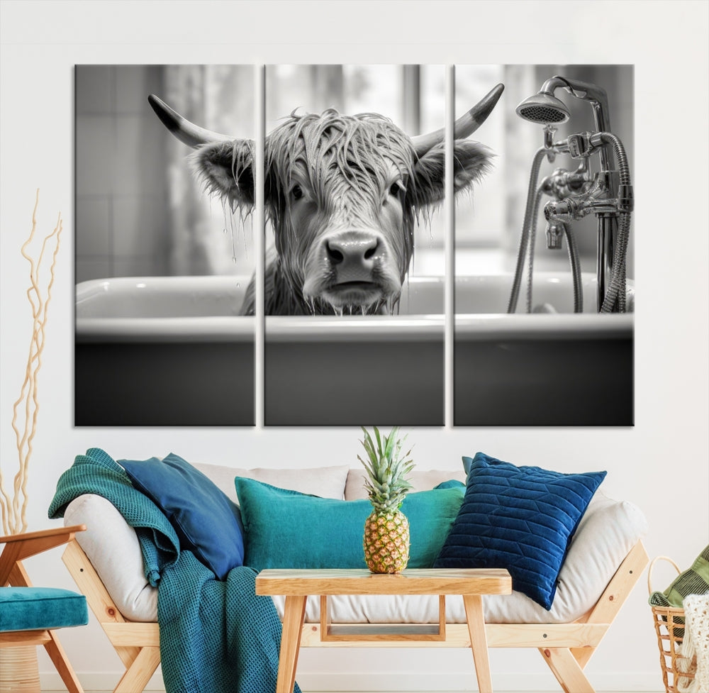 Piece Cow Canvas Print Highland Cow Animal Wall Art for Living Room, Cabin Wall Decor