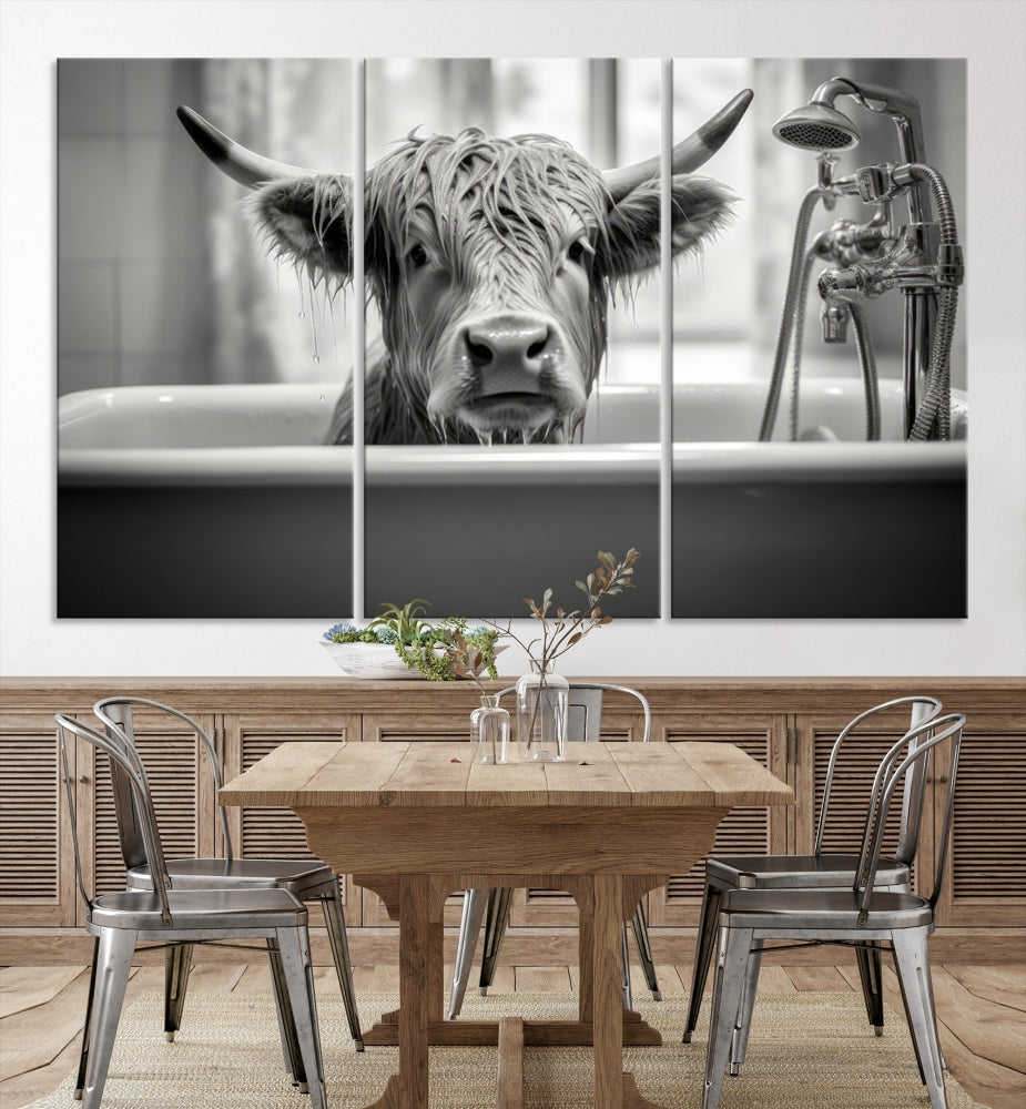 Piece Cow Canvas Print Highland Cow Animal Wall Art for Living Room, Cabin Wall Decor