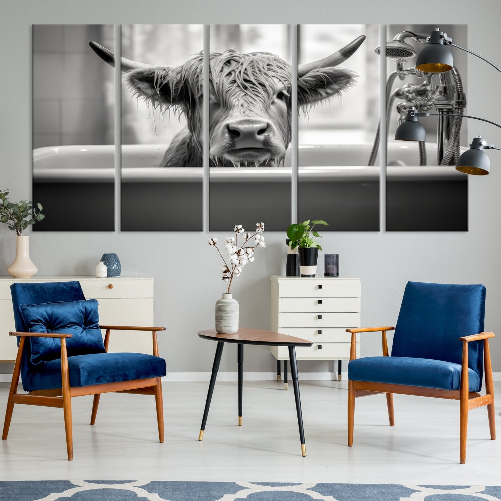 Piece Cow Canvas Print Highland Cow Animal Wall Art for Living Room, Cabin Wall Decor