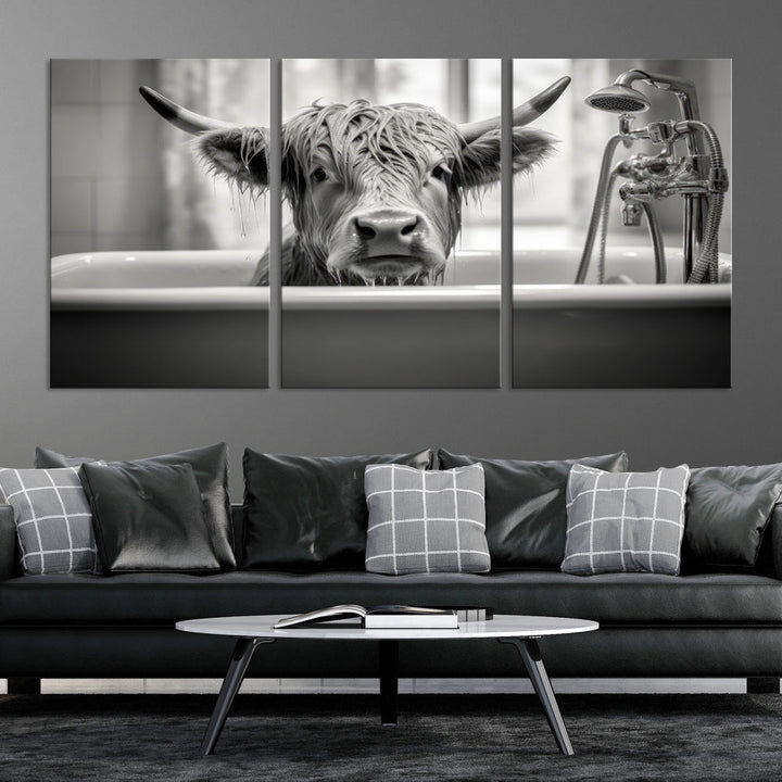 Piece Cow Canvas Print Highland Cow Animal Wall Art for Living Room, Cabin Wall Decor