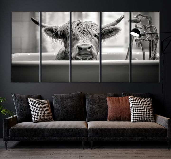 Piece Cow Canvas Print Highland Cow Animal Wall Art for Living Room, Cabin Wall Decor