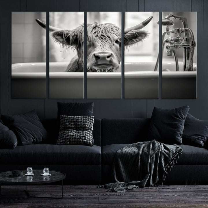 Piece Cow Canvas Print Highland Cow Animal Wall Art for Living Room, Cabin Wall Decor