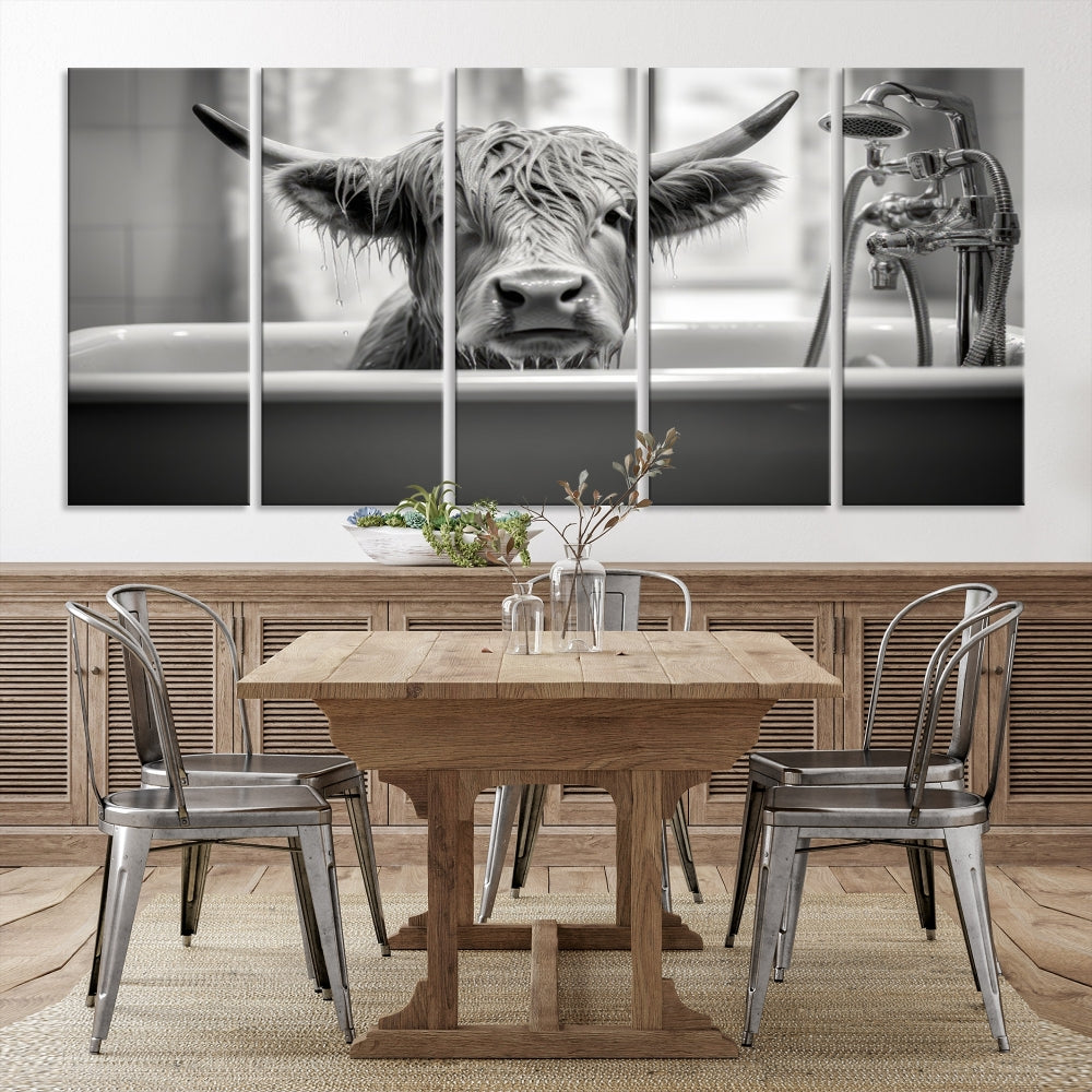 Piece Cow Canvas Print Highland Cow Animal Wall Art for Living Room, Cabin Wall Decor