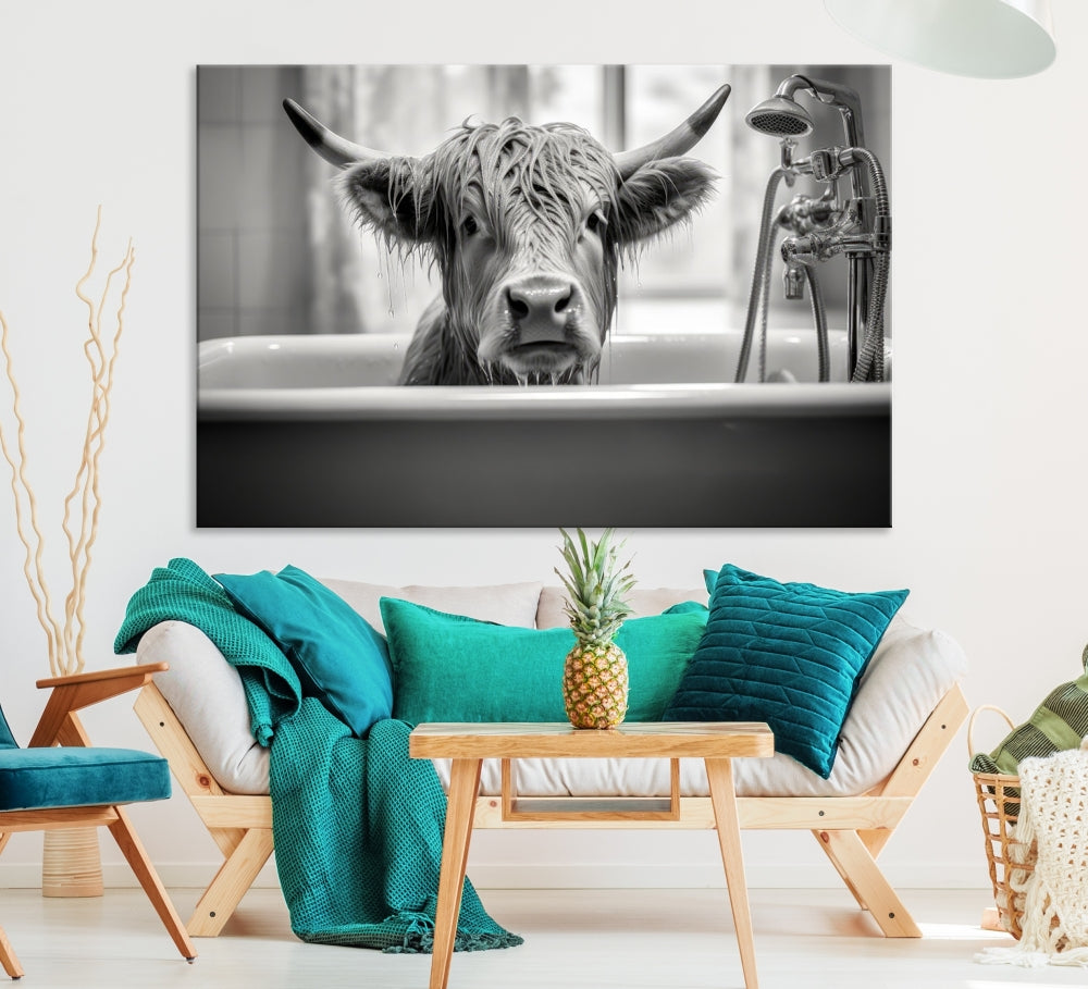 Piece Cow Canvas Print Highland Cow Animal Wall Art for Living Room, Cabin Wall Decor