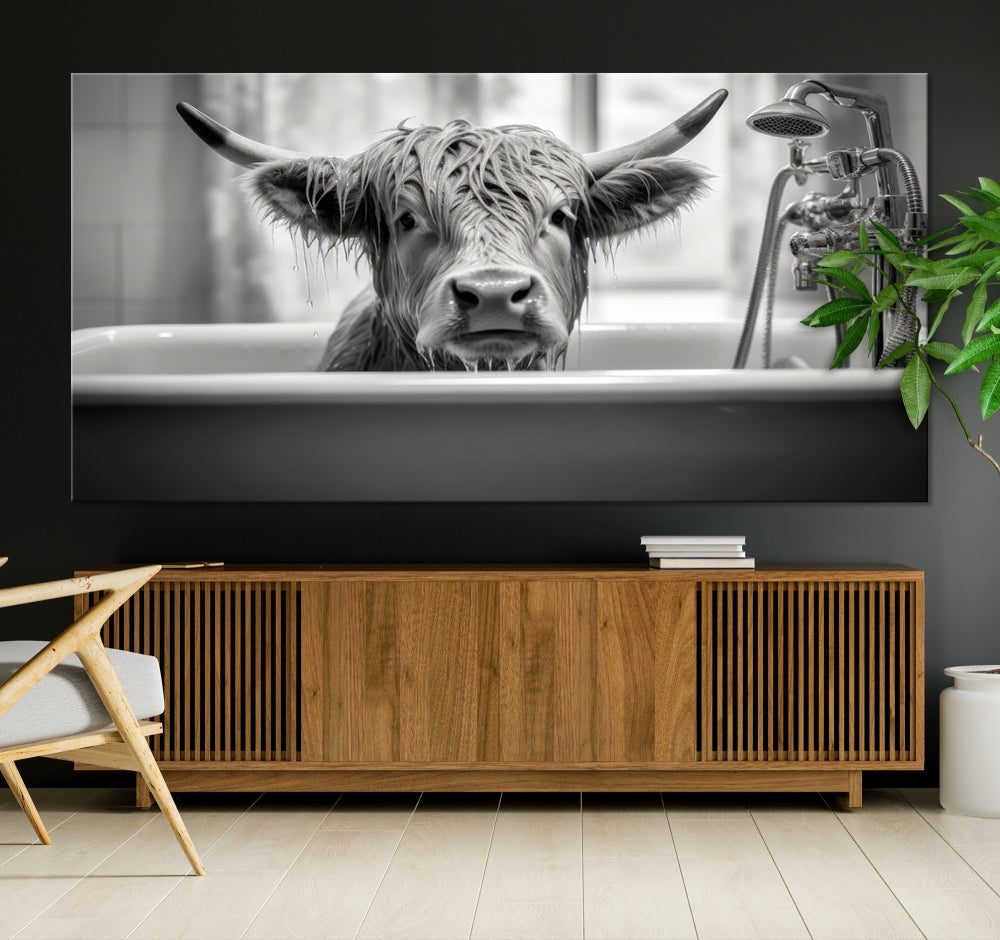 Piece Cow Canvas Print Highland Cow Animal Wall Art for Living Room, Cabin Wall Decor