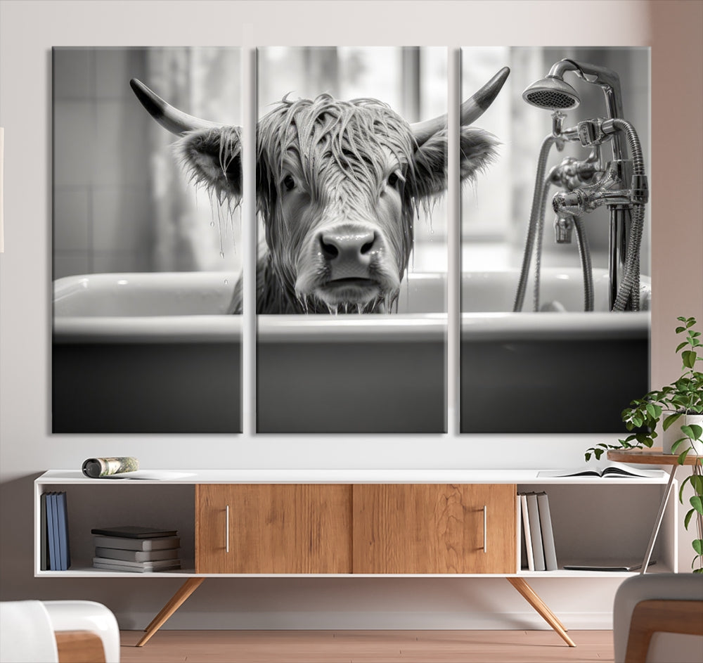 Piece Cow Canvas Print Highland Cow Animal Wall Art for Living Room, Cabin Wall Decor