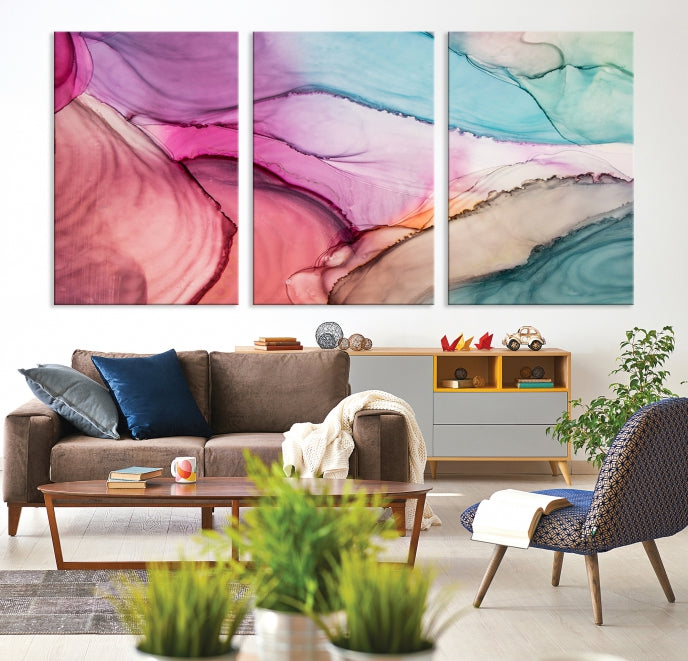 Pink Abstract Marble Large Wall Art Canvas Print