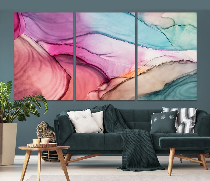 Pink Abstract Marble Large Wall Art Canvas Print