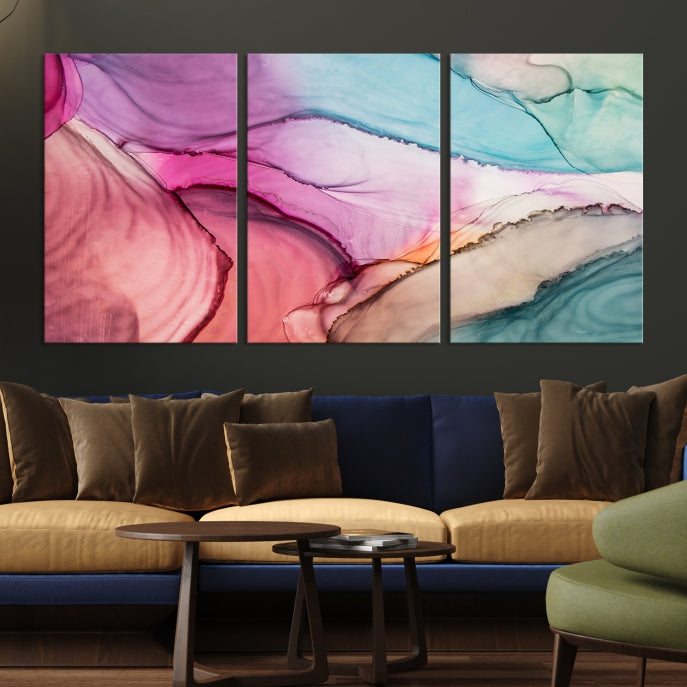 Pink Abstract Marble Large Wall Art Canvas Print