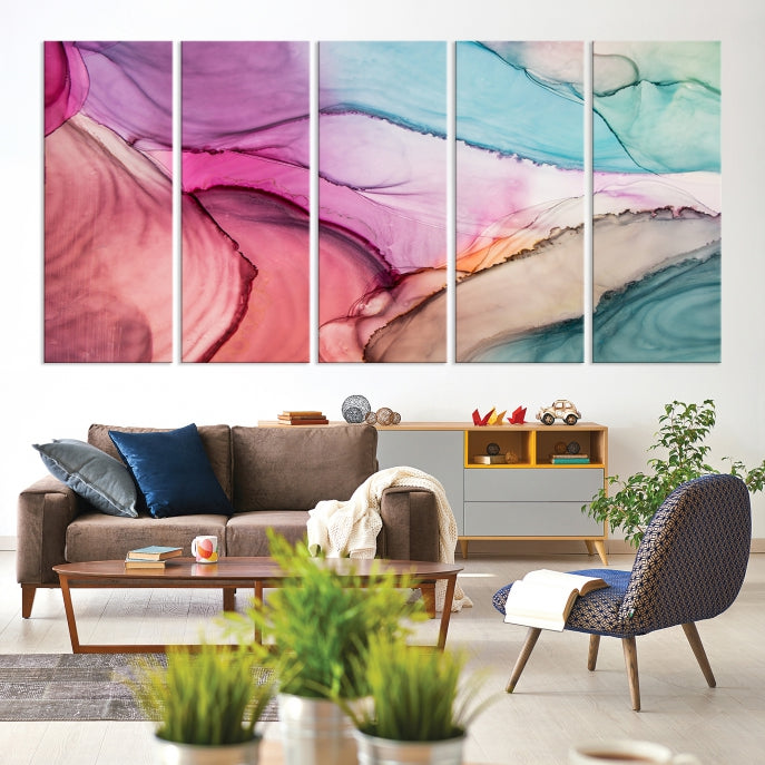 Pink Abstract Marble Large Wall Art Canvas Print