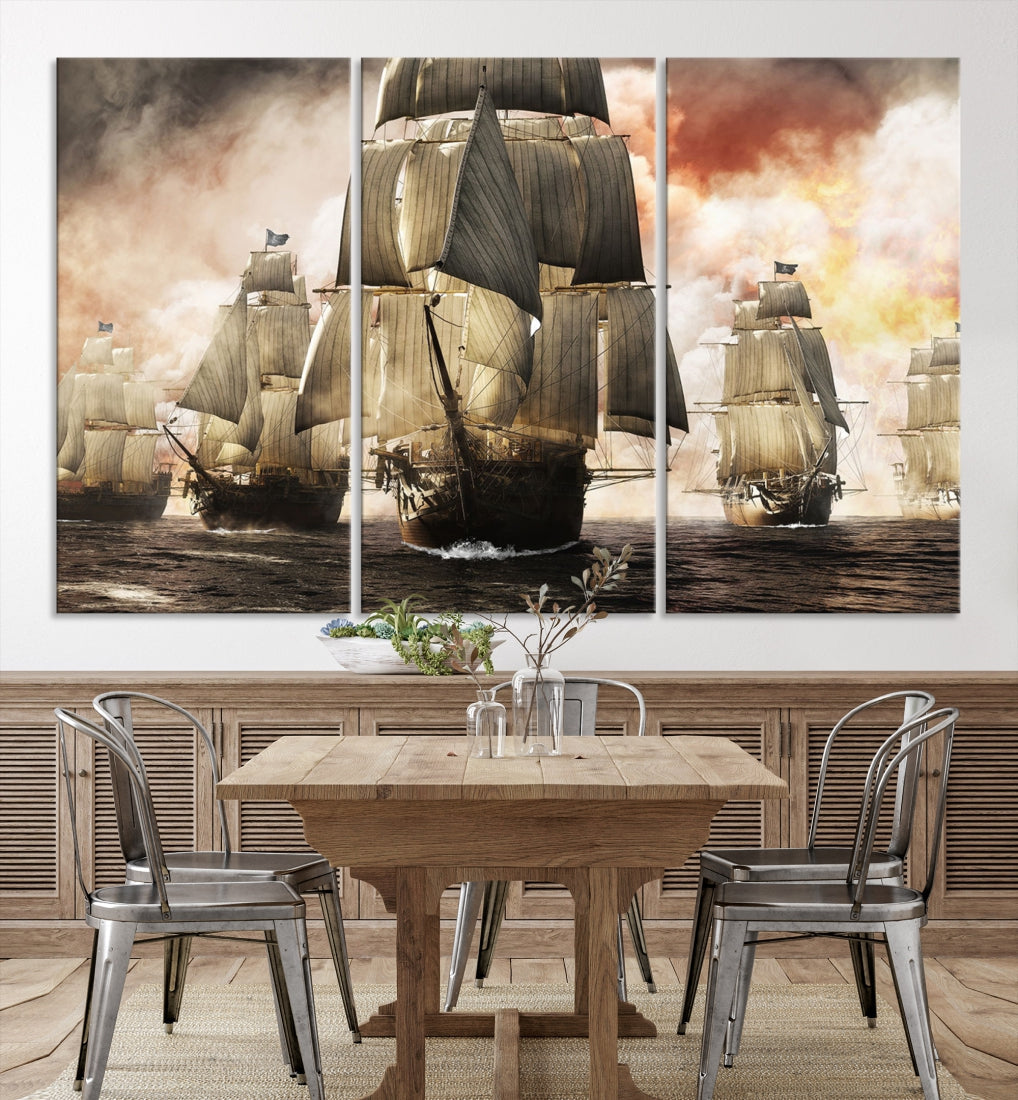 Pirate Fleet Canvas Wall Art Print Pirate Ships Art Framed Wall Decor