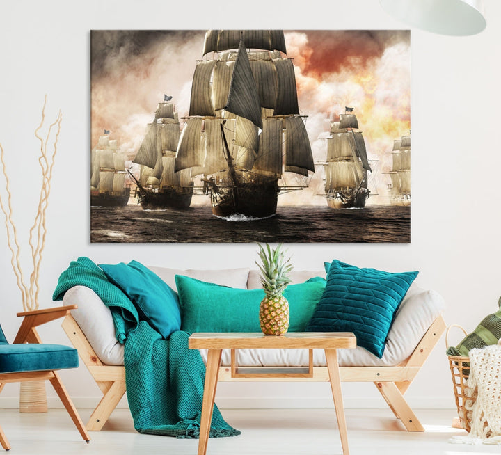 Pirate Fleet Canvas Wall Art Print Pirate Ships Art Framed Wall Decor