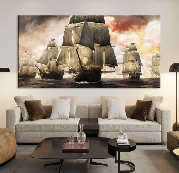 Pirate Fleet Canvas Wall Art Print Pirate Ships Art Framed Wall Decor