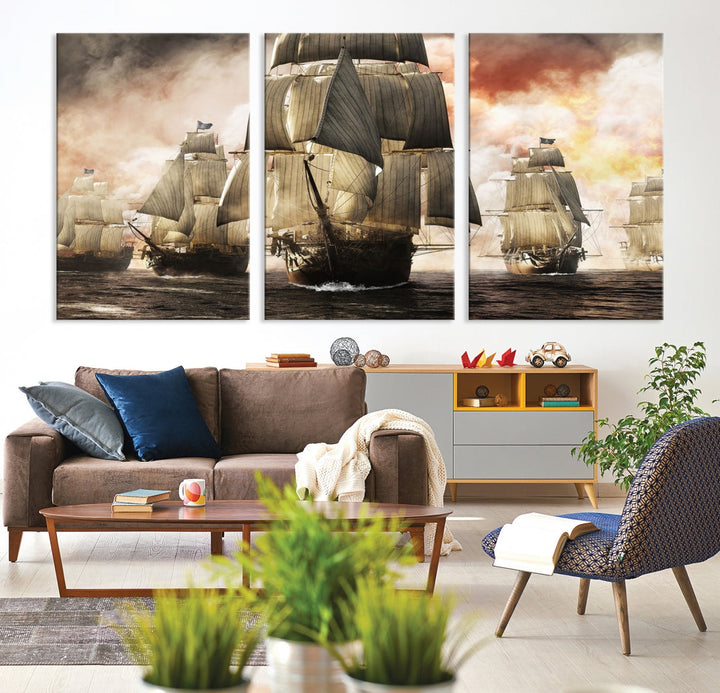 Pirate Fleet Canvas Wall Art Print Pirate Ships Art Framed Wall Decor