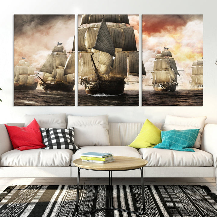 Pirate Fleet Canvas Wall Art Print Pirate Ships Art Framed Wall Decor