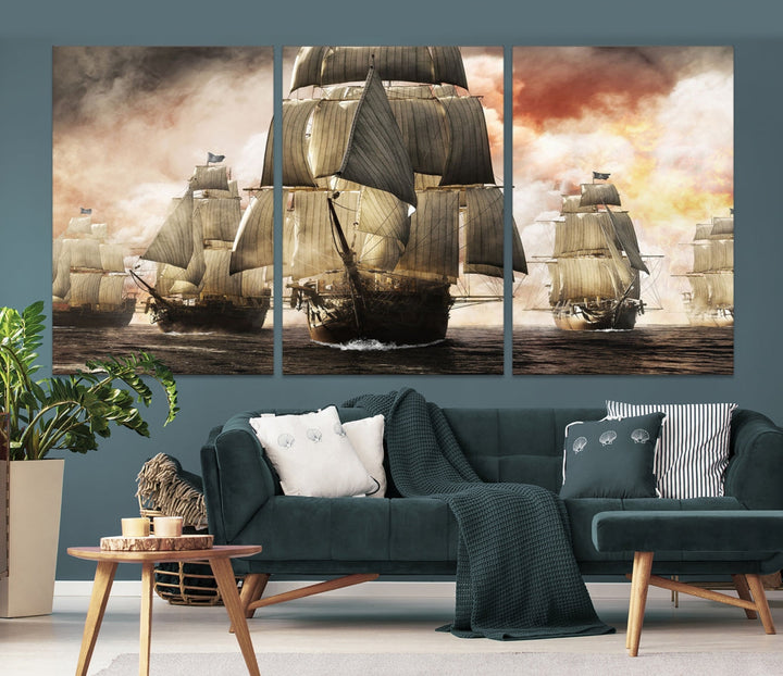 Pirate Fleet Canvas Wall Art Print Pirate Ships Art Framed Wall Decor