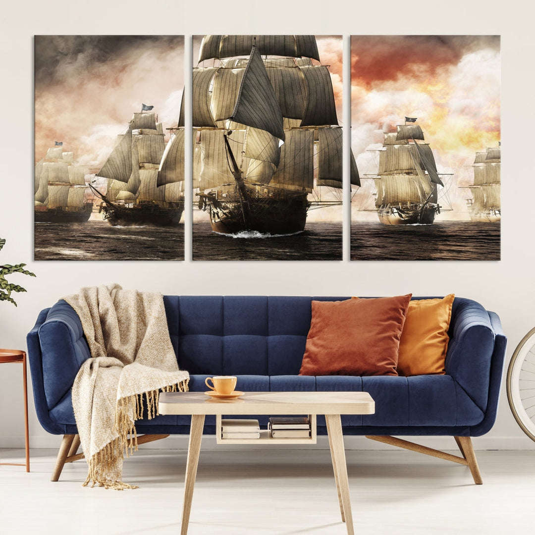 Pirate Fleet Canvas Wall Art Print Pirate Ships Art Framed Wall Decor