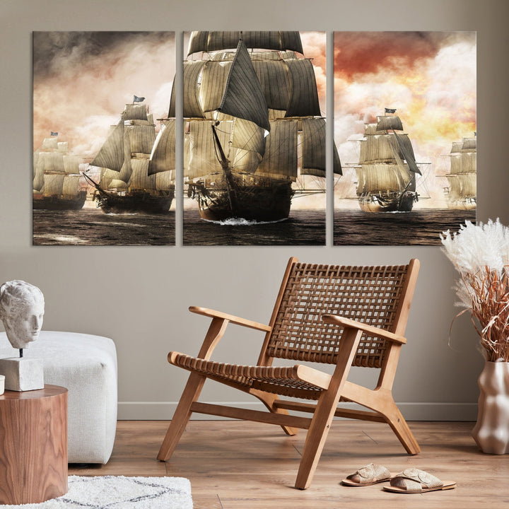 Pirate Fleet Canvas Wall Art Print Pirate Ships Art Framed Wall Decor