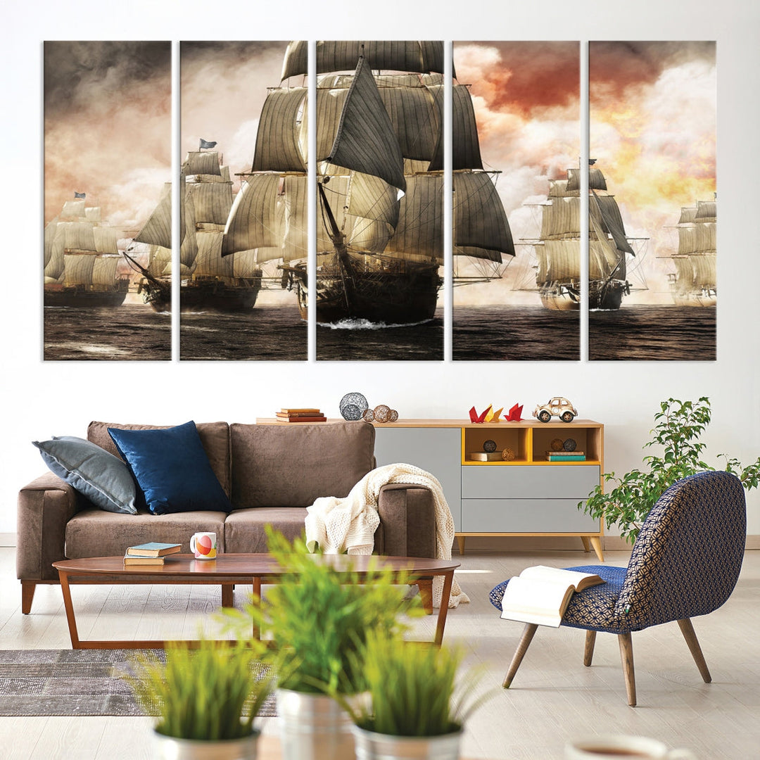 Pirate Fleet Canvas Wall Art Print Pirate Ships Art Framed Wall Decor