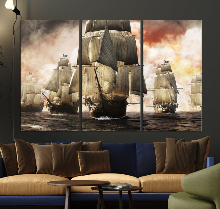 Pirate Fleet Canvas Wall Art Print Pirate Ships Art Framed Wall Decor