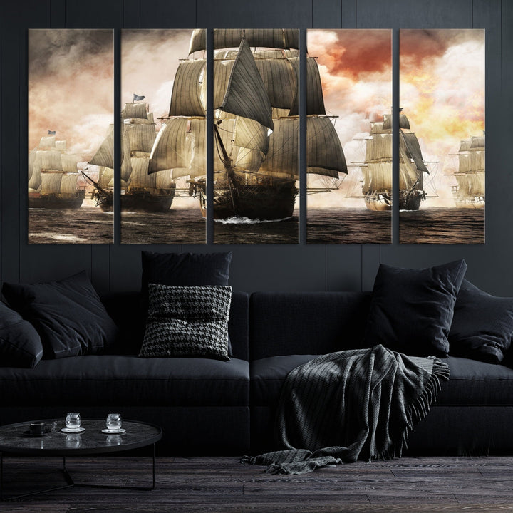 Pirate Fleet Canvas Wall Art Print Pirate Ships Art Framed Wall Decor