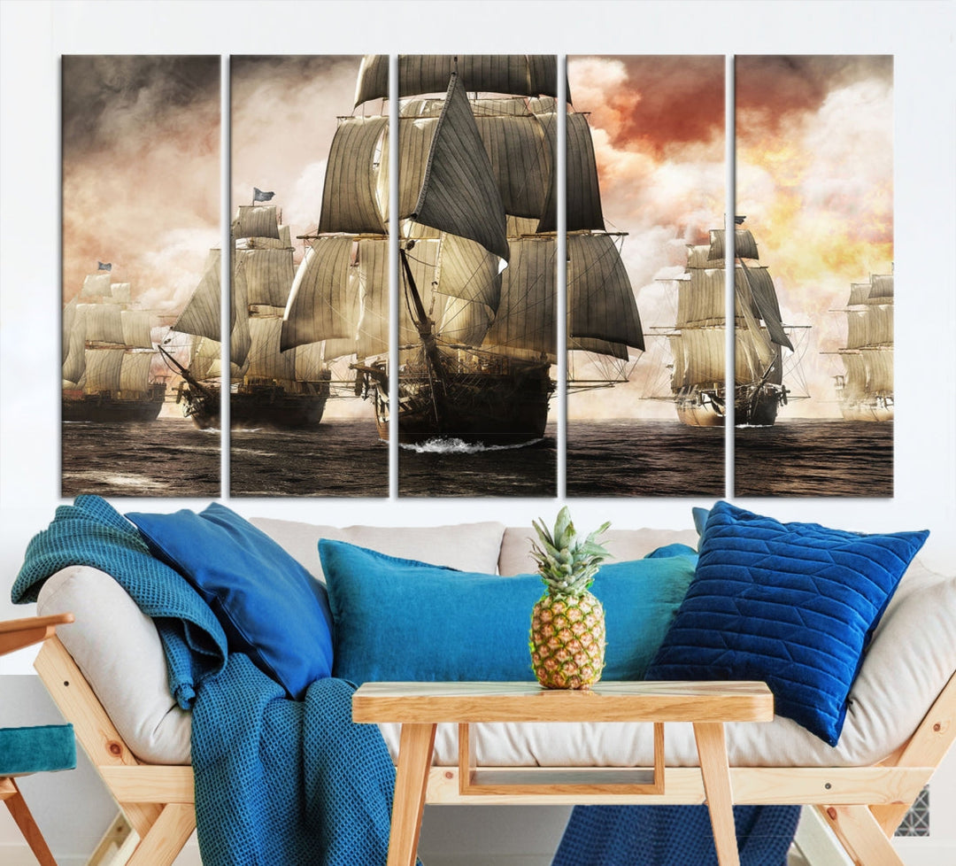 Pirate Fleet Canvas Wall Art Print Pirate Ships Art Framed Wall Decor