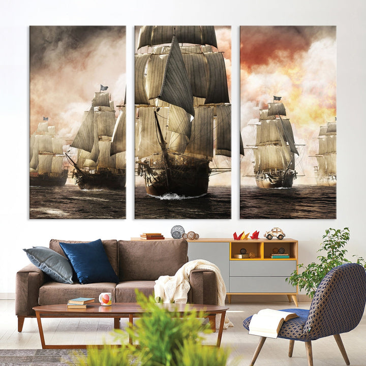 Pirate Fleet Canvas Wall Art Print Pirate Ships Art Framed Wall Decor