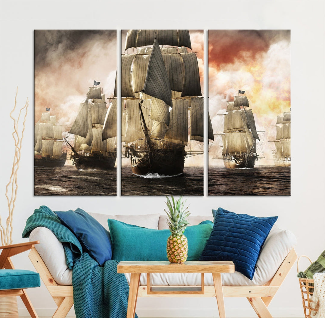 Pirate Fleet Canvas Wall Art Print Pirate Ships Art Framed Wall Decor