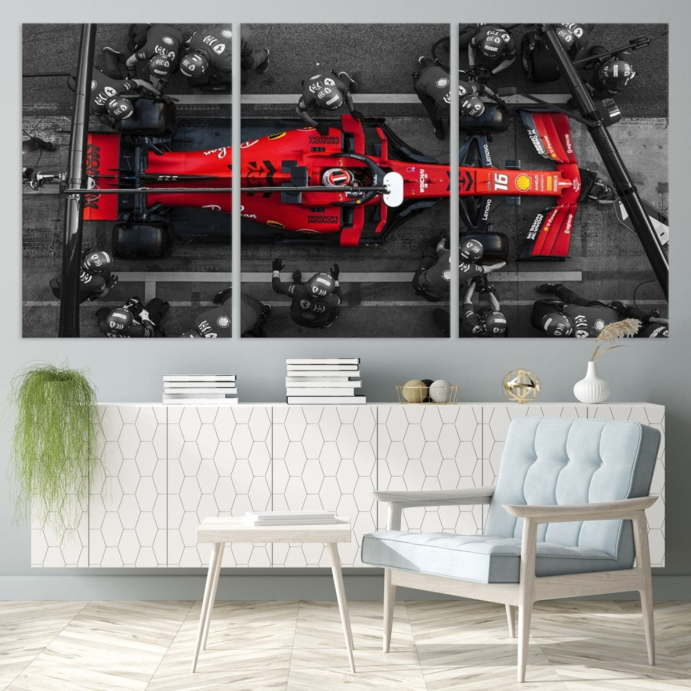 Formula Wall Art Print Car Racing Art F Pit Stop Printed Canvas Wall Decor Framed