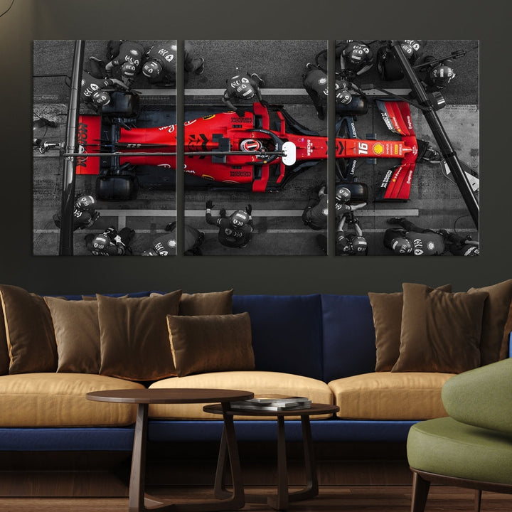 Formula Wall Art Print Car Racing Art F Pit Stop Printed Canvas Wall Decor Framed