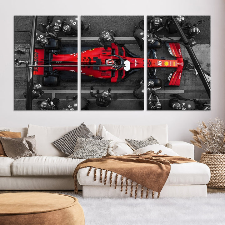 Formula Wall Art Print Car Racing Art F Pit Stop Printed Canvas Wall Decor Framed