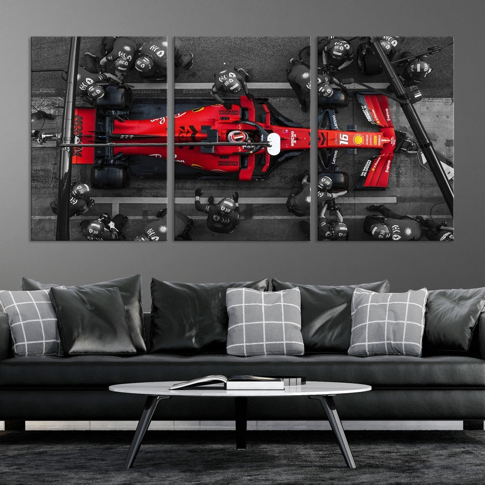 Formula Wall Art Print Car Racing Art F Pit Stop Printed Canvas Wall Decor Framed