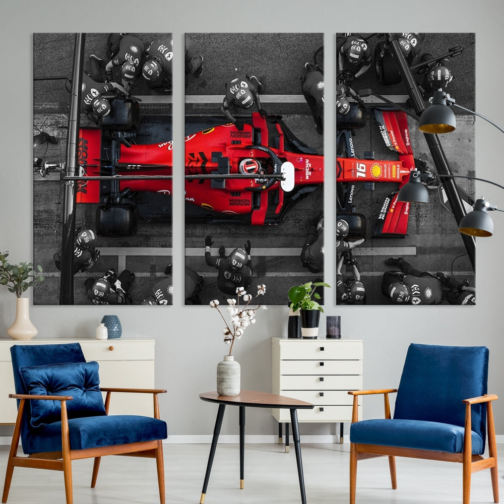 Formula Wall Art Print Car Racing Art F Pit Stop Printed Canvas Wall Decor Framed