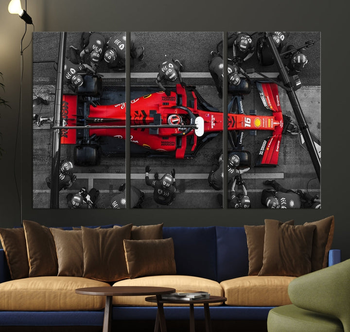 Formula Wall Art Print Car Racing Art F Pit Stop Printed Canvas Wall Decor Framed