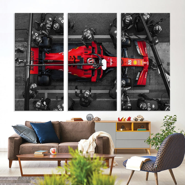 Formula Wall Art Print Car Racing Art F Pit Stop Printed Canvas Wall Decor Framed