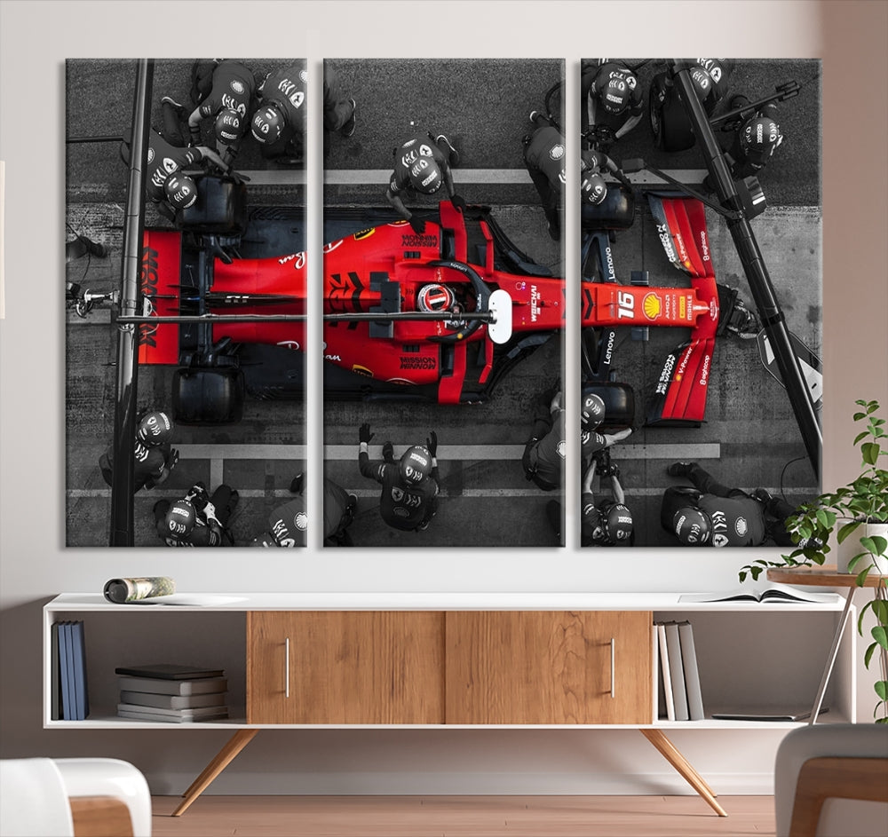 Formula Wall Art Print Car Racing Art F Pit Stop Printed Canvas Wall Decor Framed