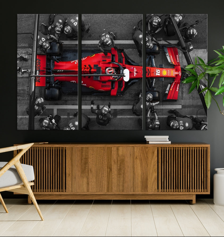 Formula Wall Art Print Car Racing Art F Pit Stop Printed Canvas Wall Decor Framed