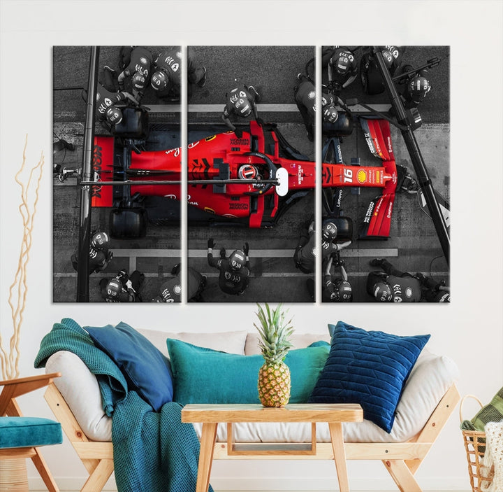 Formula Wall Art Print Car Racing Art F Pit Stop Printed Canvas Wall Decor Framed