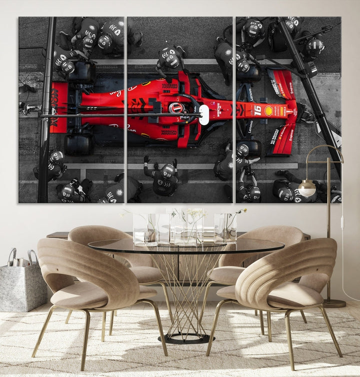 Formula Wall Art Print Car Racing Art F Pit Stop Printed Canvas Wall Decor Framed